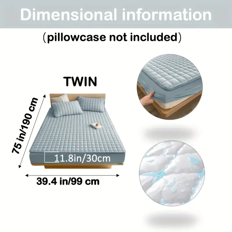 1pc Quilted Waterproof Comfortable Mattress Cover