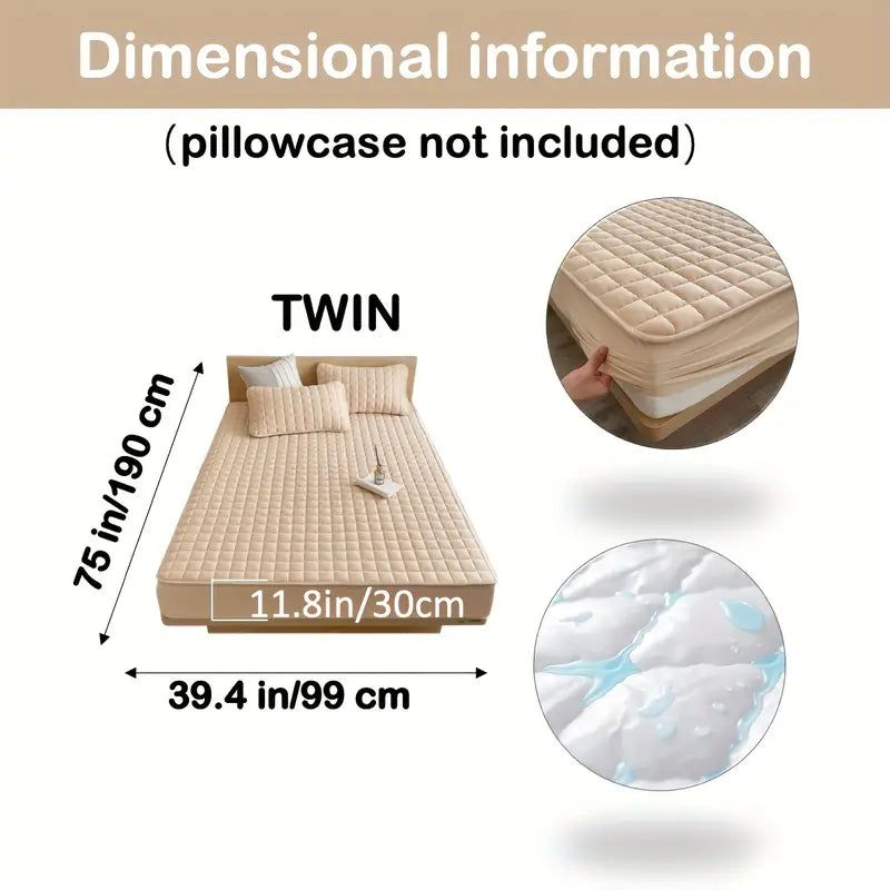 1pc Quilted Waterproof Comfortable Mattress Cover