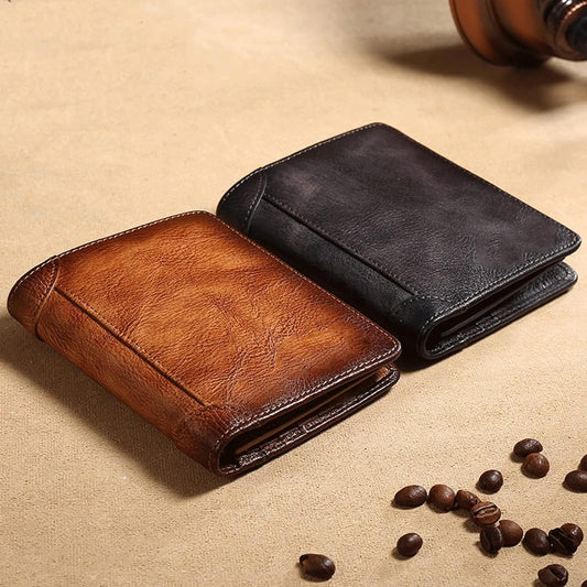 RFID Genuine Leather Trifold ID Window Men's Wallets