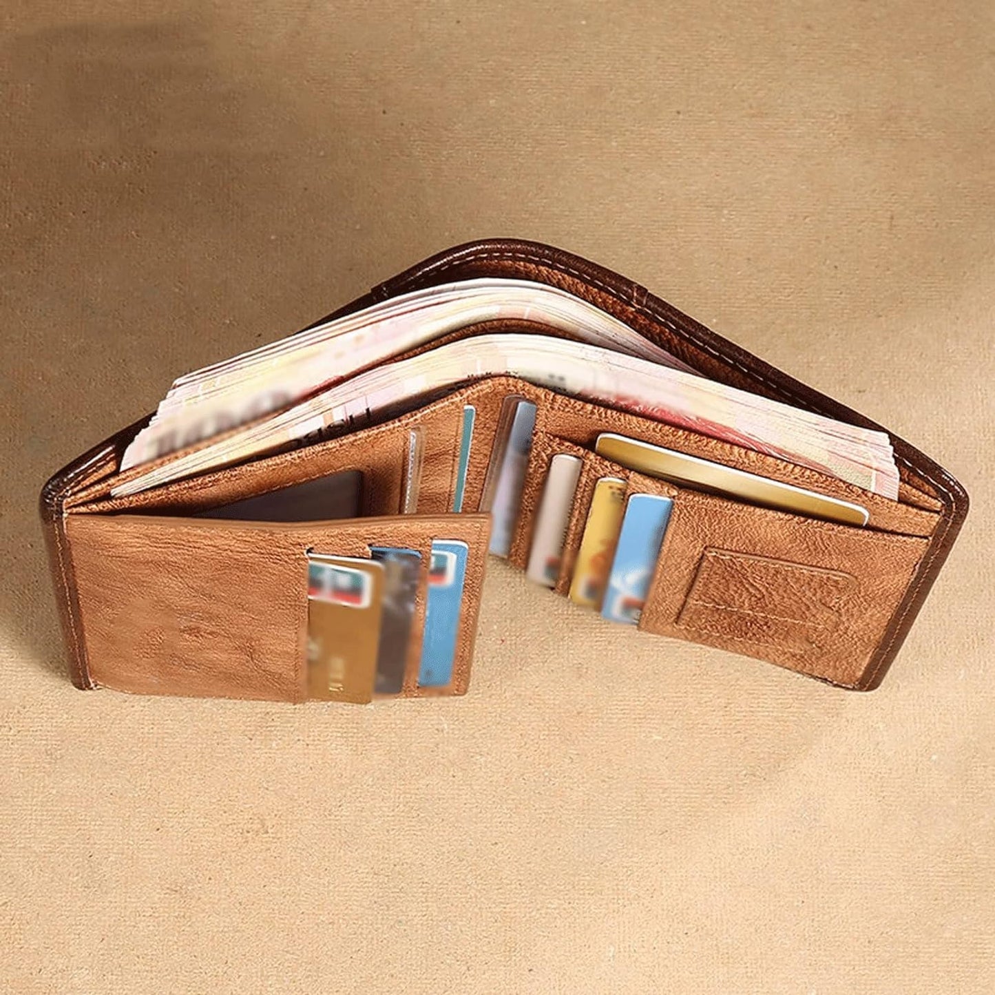 RFID Genuine Leather Trifold ID Window Men's Wallets