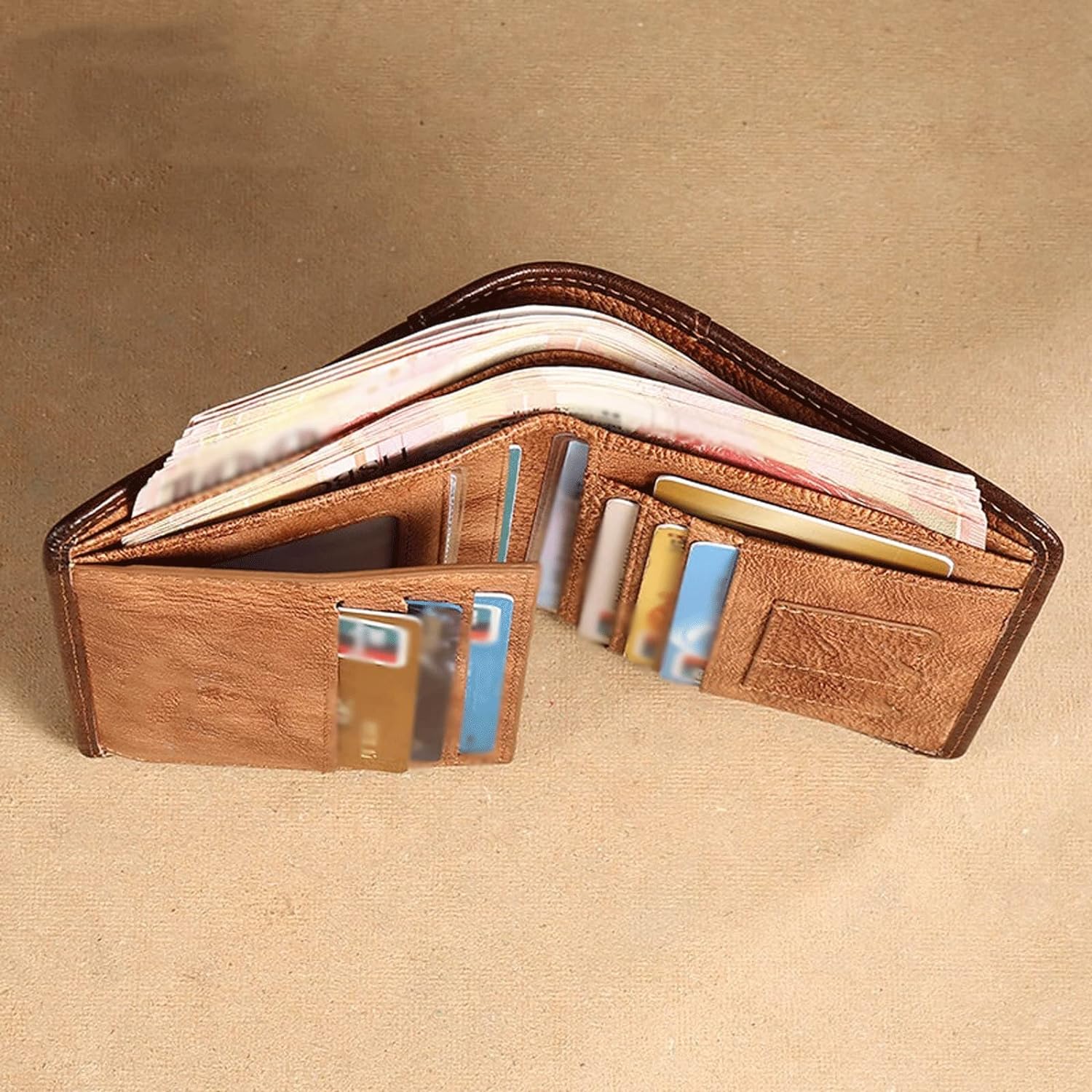 RFID Genuine Leather Trifold ID Window Men's Wallets