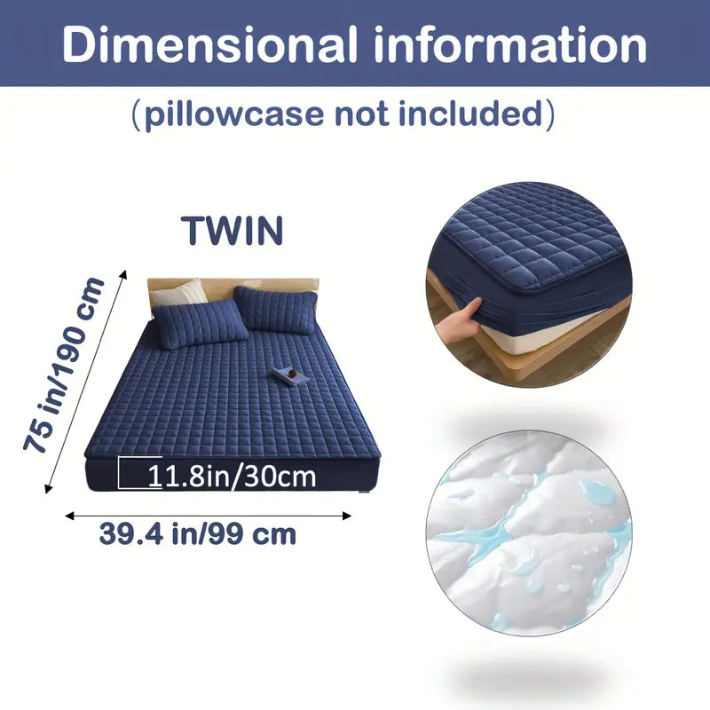 1pc Quilted Waterproof Comfortable Mattress Cover