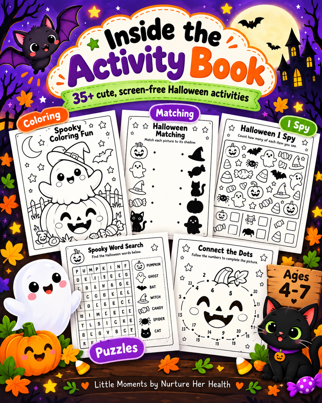 My Spooky Fun Halloween Activity Book | 35+ Printable Activities for Kids Ages 4–7 | Screen-Free Halloween Fun