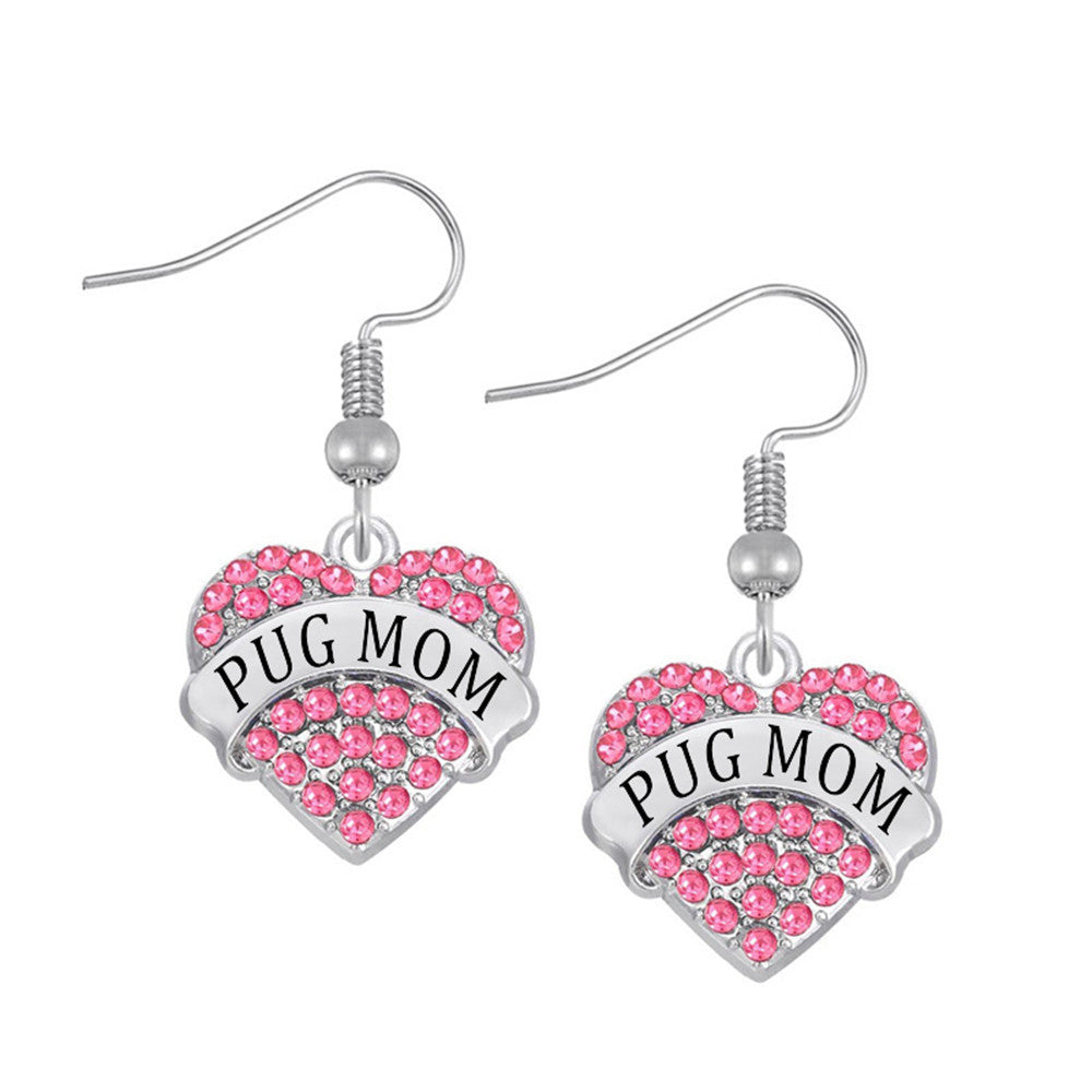 Limited Edition - Rhinestone Pug Mom Earrings