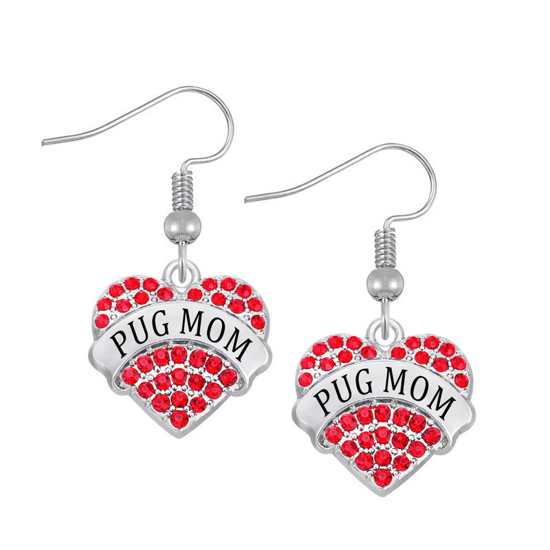 Limited Edition - Rhinestone Pug Mom Earrings