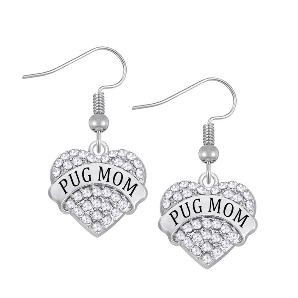 Limited Edition - Rhinestone Pug Mom Earrings