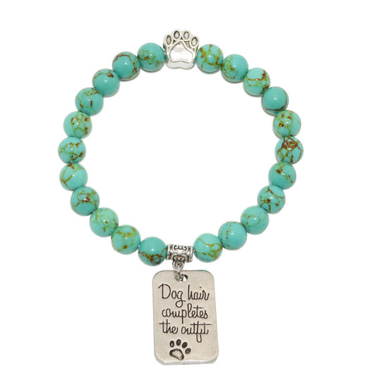Turquoise bead "Dog hair completes the outfit" Bracelet