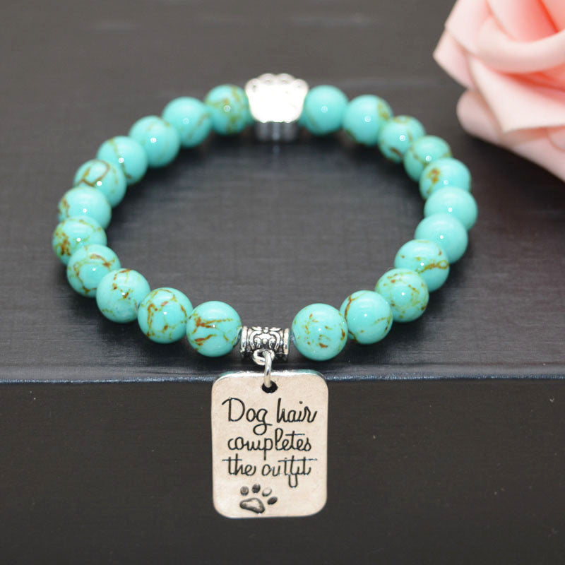 Turquoise bead "Dog hair completes the outfit" Bracelet