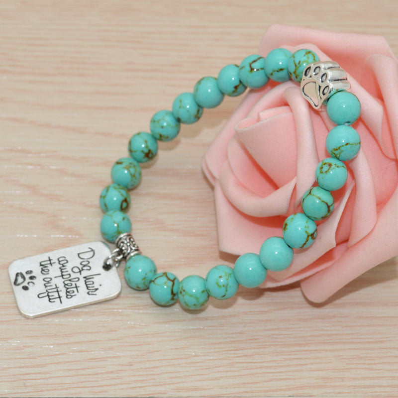 Turquoise bead "Dog hair completes the outfit" Bracelet