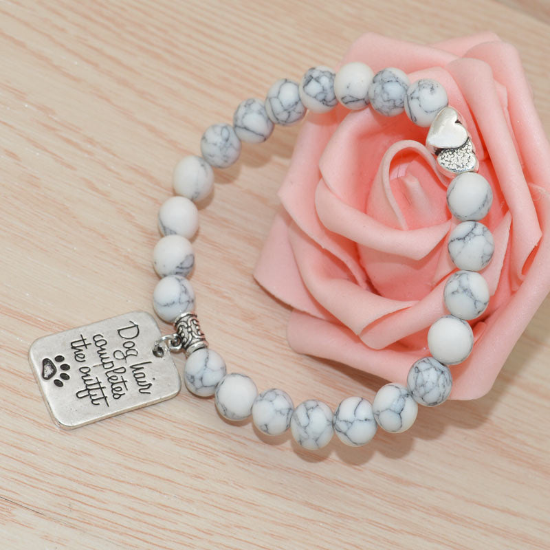 Turquoise bead "Dog hair completes the outfit" Bracelet