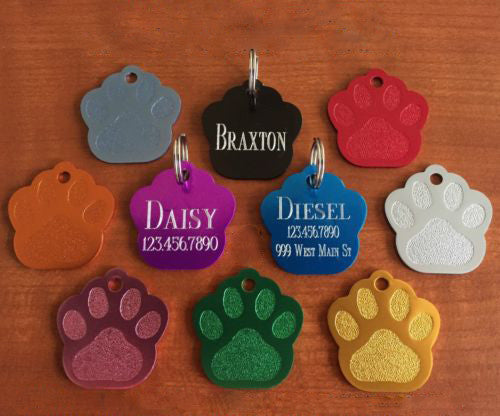 Custom Engraved Paw Print Pet Tag